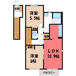 西川田駅 徒歩13分 2階の物件間取画像